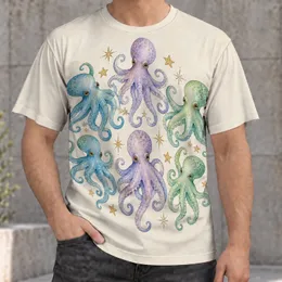 Pastel Octopus and Celestial Stars for Whimsical Coastal Everyday Style Unisex Gift All-over Print Unisex T-shirt