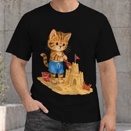 Tabby Cat Building a Sandcastle for Beach Days and Playful Everyday Wear All-over Print Unisex T-shirt