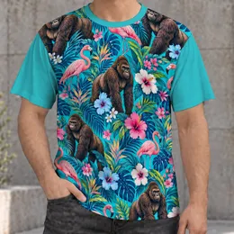 Tropical Flamingos, Gorillas And Hibiscus For Island Getaways And Summer Celebrations All-over Print Unisex T-shirt