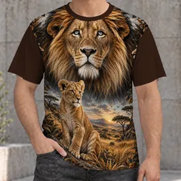 Majestic Lion And Seated Cub In A Golden Savanna For Wildlife Lovers All-over Print Unisex T-shirt