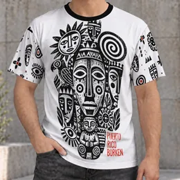 Black And White Folk Art Faces With Red Lettering For Creative Everyday Style All-over Print Unisex T-shirt