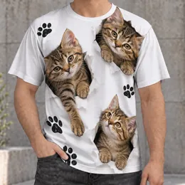 Curious Tabby Kittens And Paw Marks For Cat Lovers, Playful Everyday Gift For Pet Fans All-over Print Unisex T-shirt