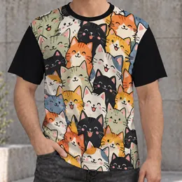 Colorful Cartoon Cat Faces for Playful Beach Days and Relaxed Summer Adventures Together All-over Print Unisex T-shirt