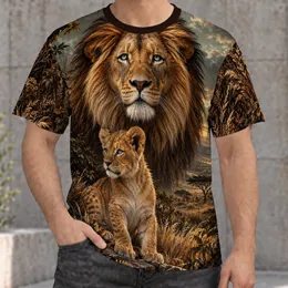 Majestic Lion and Cub Savannah Portrait for Wildlife Lovers and Nature Enthusiasts All-over Print Unisex T-shirt