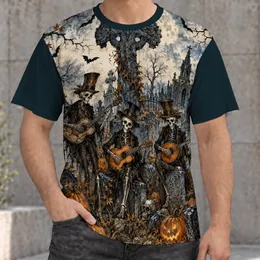Halloween Skeleton Musicians in a Moonlit Graveyard for Spooky Seasonal Music Lovers All-over Print Unisex T-shirt