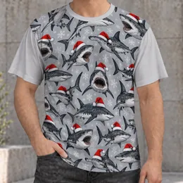 Christmas Shark Holiday Gift for Ocean Lovers, Festive Sea Life Fans and Men All-over Print Unisex T-shirt