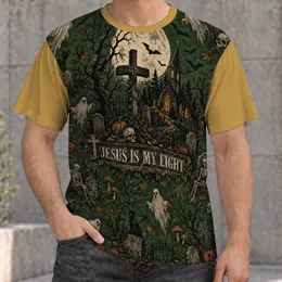 Moonlit Churchyard Faith and Halloween Night for Autumn Gatherings and Casual Wear All-over Print Unisex T-shirt