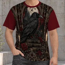 Gothic Crow, Candle and Rose Scene for Dark Academia Nights and Gothic Gatherings All-over Print Unisex T-shirt