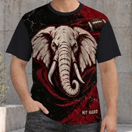Crimson Elephant Mascot for Game Day Tailgates and Bold Football Fan Style for Men All-over Print Unisex T-shirt
