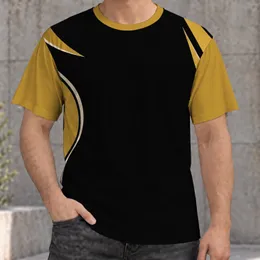 Retro Black And Gold Athletic Stripe Style For Everyday Casual Wear And Layering All-over Print Unisex T-shirt