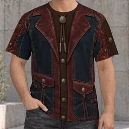 Burgundy Western Vest and Denim Patchwork for Vintage Country Concert Nights All-over Print Unisex T-shirt