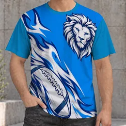 Blue And White Lion And Football Motifs For Game Day, Sports Fans, And Athletic Season All-over Print Unisex T-shirt