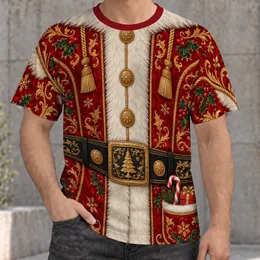 Red Santa Holiday Costume with Gold Snowflakes and Candy Cane for Christmas Parties All-over Print Unisex T-shirt