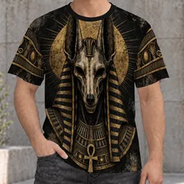 Jackal-Headed Egyptian Deity with Golden Halo for Dark Mythic Evenings and Festivals All-over Print Unisex T-shirt