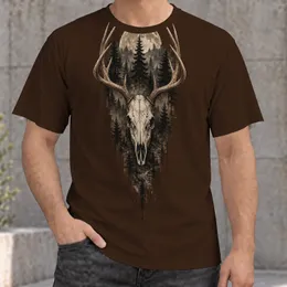 Gothic Deer Skull And Moonlit Pine Forest For Halloween And Outdoor Adventures All-over Print Unisex T-shirt