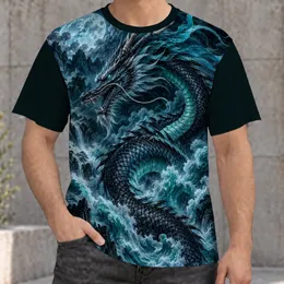 Teal Cloud Dragon Fantasy Scene for Autumn Outdoor Adventures and Everyday Casual Wear All-over Print Unisex T-shirt