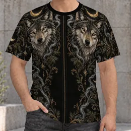 Twin Wolf Crescent Moon Woodland Motifs for Winter Nights and Outdoor Adventures Gift All-over Print Unisex T-shirt