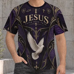 Purple Faith Cross And Dove Apparel For Worship, Fellowship And Everyday Casual Wear All-over Print Unisex T-shirt
