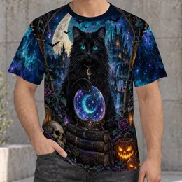 Black Cat Crescent Moon Pumpkin Halloween Night for Spooky Season Fans All-over Print Unisex T-shirt