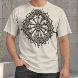 Gothic Thorn Rose Window Motif for Alternative Everyday Wear and Dark Academia Fans All-over Print Unisex T-shirt
