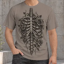 Gothic Ribcage And Roses Motif For Alternative Streetwear And Everyday Style All-over Print Unisex T-shirt