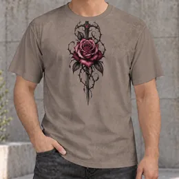 Gothic Pink Rose And Sword For Dark Romantic Everyday Style And Alternative Wear All-over Print Unisex T-shirt