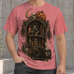 Witchy Apothecary Shelf With Black Cat for Halloween Fans and Cozy Autumn Nights All-over Print Unisex T-shirt