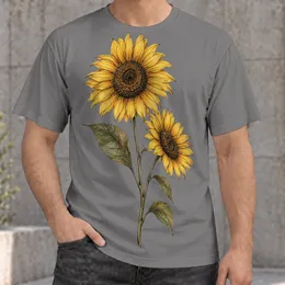 Twin Sunflowers Botanical Floral Art for Casual Everyday Wear and Nature Lovers Gift All-over Print Unisex T-shirt