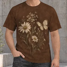 Vintage Botanical Wildflowers and Butterfly for Casual Everyday Nature Lover Gift All-over Print Unisex T-shirt