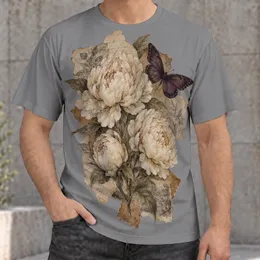 Vintage Peony and Butterfly Collage for Everyday Bohemian Style and Nature Lovers All-over Print Unisex T-shirt