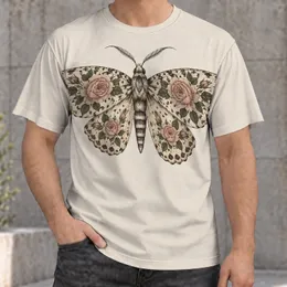 Botanical Moth With Blush Roses for Nature Lovers, Casual Days and Outdoor Adventures All-over Print Unisex T-shirt
