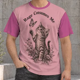 Tabby Kitten and Butterfly Artwork for Cozy Everyday Style and Cat Lovers All-over Print Unisex T-shirt