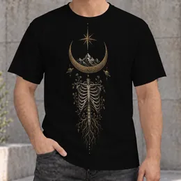 Moon Crescent Skeleton Celestial Art for Everyday Outings and Night Sky Fans All-over Print Unisex T-shirt