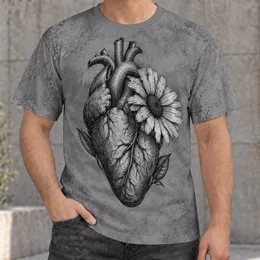 Anatomical Heart With Daisy for Everyday Alternative Style and Nature Lovers All-over Print Unisex T-shirt