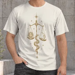 Celestial Balance Scales and Serpent for Everyday Mystical Wear, Unisex Adults All-over Print Unisex T-shirt