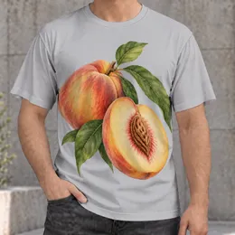 Peach Fruit Botanical Still Life for Summer Picnics and Everyday Casual Outings All-over Print Unisex T-shirt