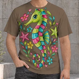Colorful Seahorse Ocean Scene for Beach Days and Coastal Adventures for Teens and Adults All-over Print Unisex T-shirt