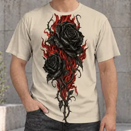 Black Roses With Red Flames For Bold Alternative Streetwear And Everyday Wear Youth All-over Print Unisex T-shirt