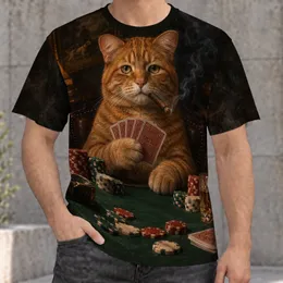 Vintage Poker-Playing Ginger Cat Scene For Casual Nights And Cat Lover Gifts All-over Print Unisex T-shirt
