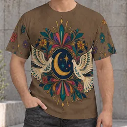 Psychedelic Moon And Dove Floral Burst For Festival Nights And Everyday Wear All-over Print Unisex T-shirt
