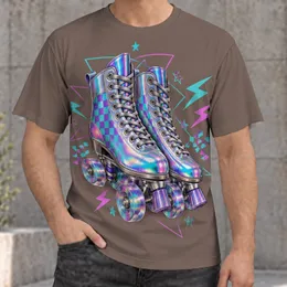 Holographic Roller Skates for Retro Rink Nights, Parties, and Everyday Skate Style All-over Print Unisex T-shirt