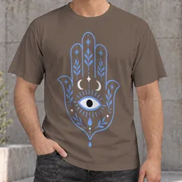 Blue Hamsa Hand Evil Eye Symbol for Mindful Everyday Wear and Spiritual Gift Giving All-over Print Unisex T-shirt
