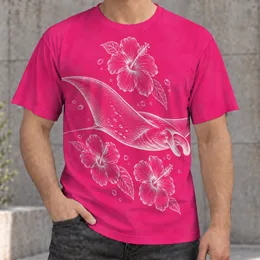 Manta Ray Hibiscus Coastal Motif for Beach Days and Relaxed Island Getaways and Ocean Lovers All-over Print Unisex T-shirt