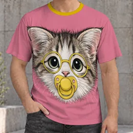 Cute Kitten with Yellow Glasses and Pacifier for Casual Everyday Style All-over Print Unisex T-shirt