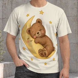 Sleeping Bear on Crescent Moon for Cozy Nights and Dreamy Everyday Wear All-over Print Unisex T-shirt