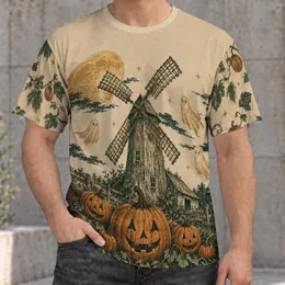Haunted Windmill And Jack-O'-Lanterns For Autumn Nights And Halloween Gatherings All-over Print Unisex T-shirt