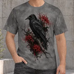 Gothic Raven And Crimson Spider Lilies For Alternative Streetwear And Dark Nature Fans All-over Print Unisex T-shirt