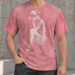 Seated White Figure Rose Pink Art for Everyday Casual Wear and Relaxed Weekends All-over Print Unisex T-shirt