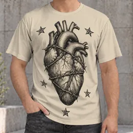 Anatomical Heart and Barbed Wire Art for Alternative Streetwear and Daily Wear All-over Print Unisex T-shirt