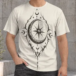 Crescent Moon Compass Star for Mystical Nights and Everyday Wear for Teens and Adults All-over Print Unisex T-shirt
